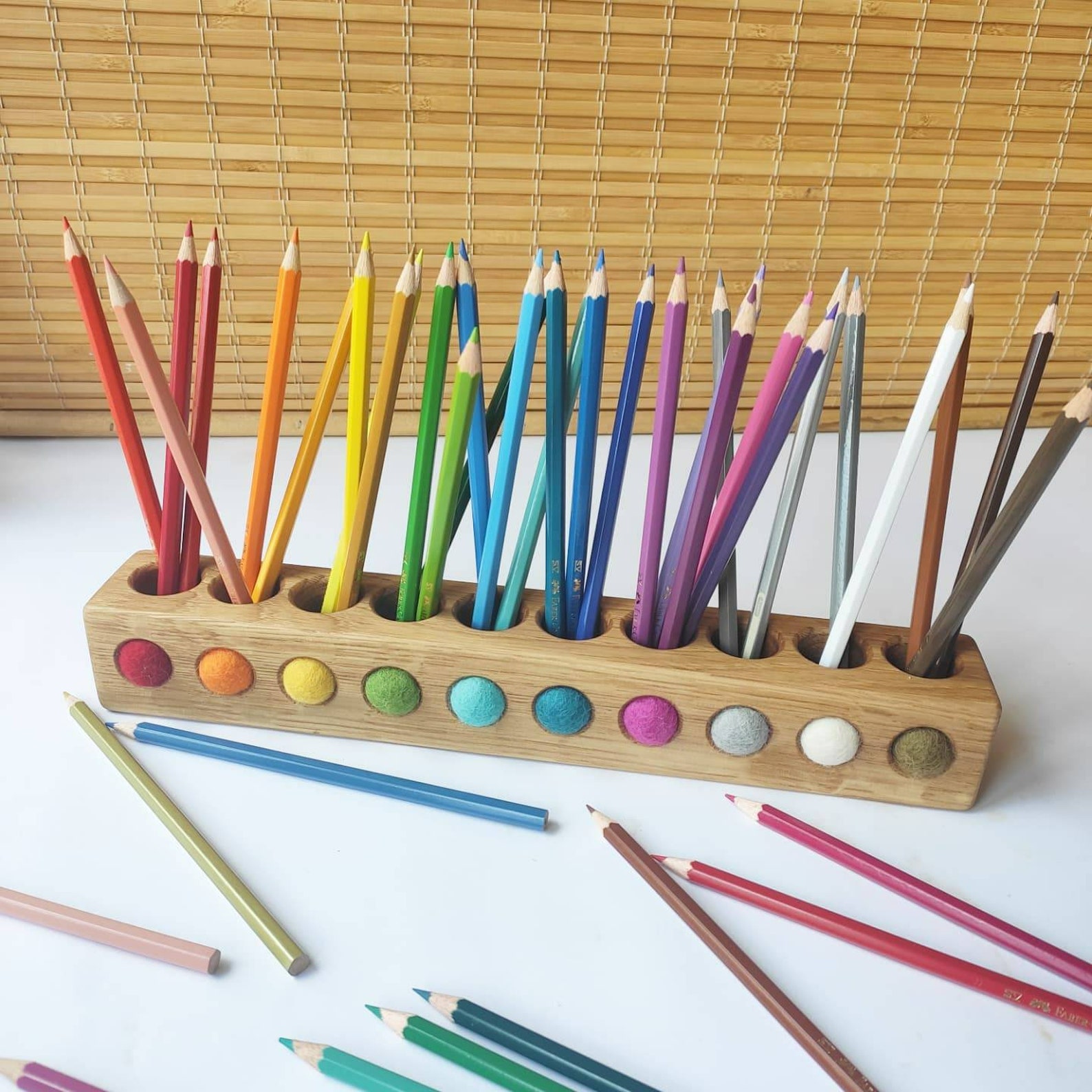 Wooden Oak Pencil Holder Montessori Pencil Holder Toddler Etsy
