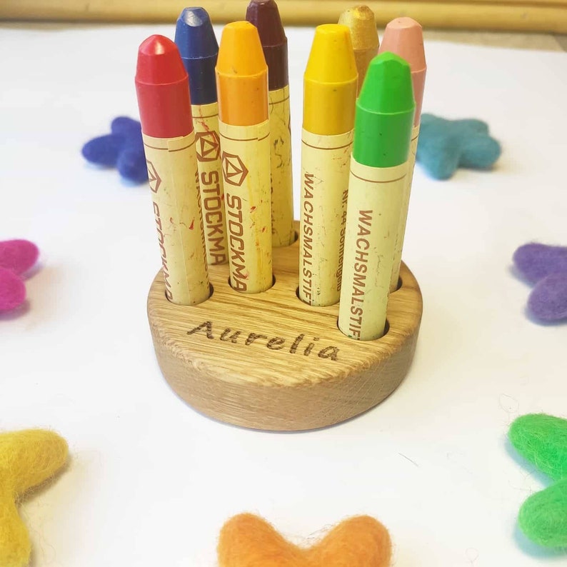 Stockmar crayon holder for sticks and blocks, waldorf crayon holder, gift for kids, desk organizer holder without crayons gifts organization image 11