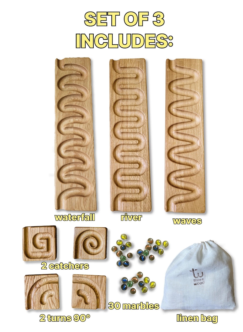 Wooden Marble Run Race Marble Machine Winding Track Set Wooden Ball Run ...