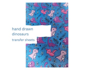 Dinosaurs Clay Transfer Sheet / Image Transfer Sheet / Water Transfer / Hand Drawn / Dinosaur Earring Tools