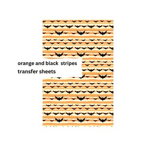 May include: Orange and black striped transfer sheets with a repeating pattern of bats.