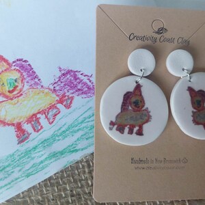 Turn your child's artwork into your favorite pair of Earrings / custom earrings / kids artwork earrings / kids drawing image 2
