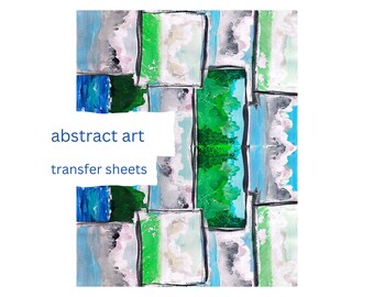 Unique Clay Transfer Paper / Hand Painted Watercolor / Through the Window / Landscapes / Abstract / Image Transfer Sheet