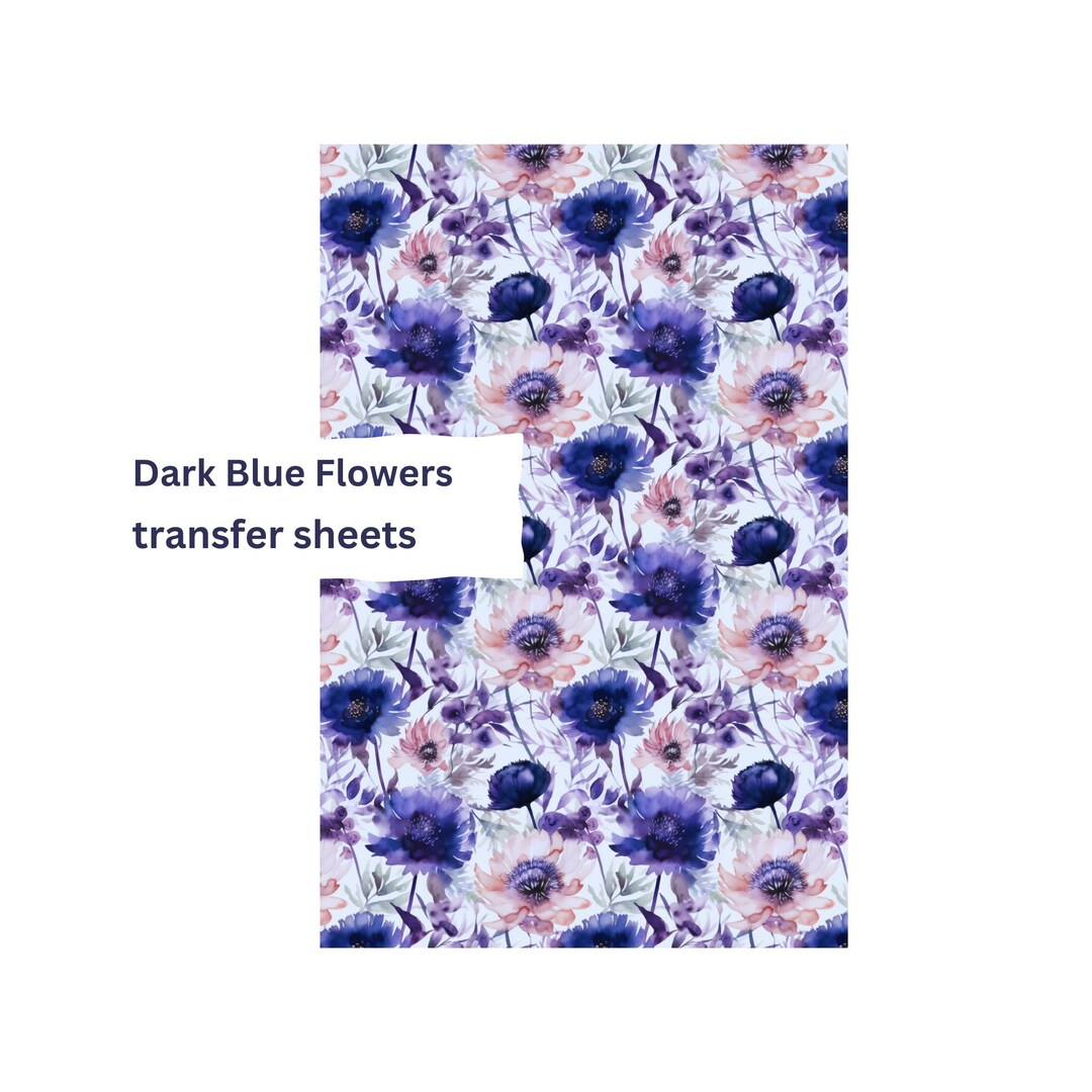 Dark Blue Flowers, Image Transfer Sheets for Polymer Clay, Spring ...
