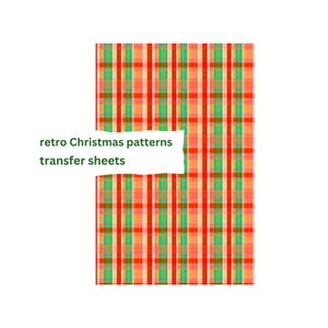 May include: Red, green and orange plaid pattern, retro Christmas transfer sheets.