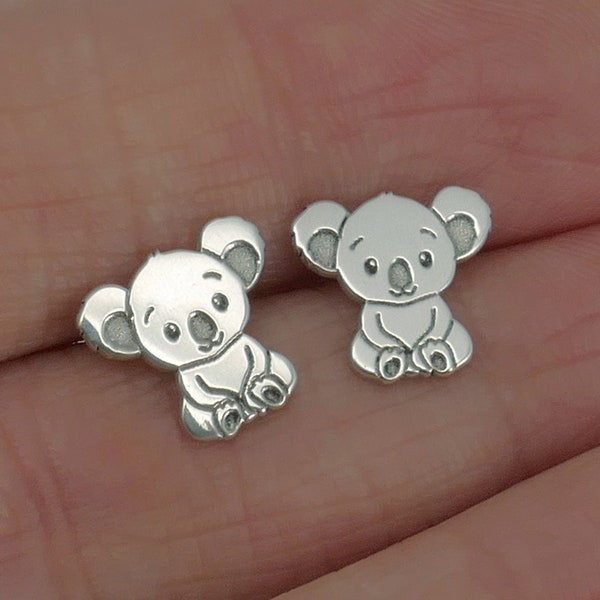 Sterling silver koala bear stud earrings, cute accessories