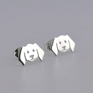 Sterling silver dog stud earrings, dog lover gift, puppy jewelry