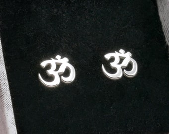 Sterling silver om symbol yoga stud earrings