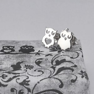 Sterling Silver Owl Stud Earrings: Gold or Rose Gold Plated