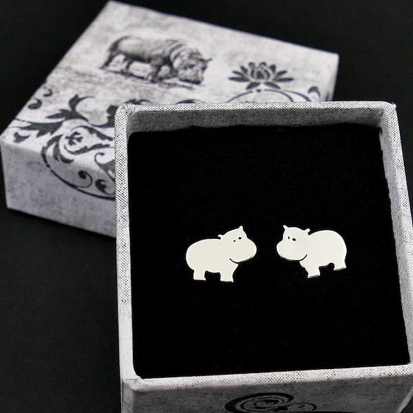 Sterling silver hippo stud earrings
