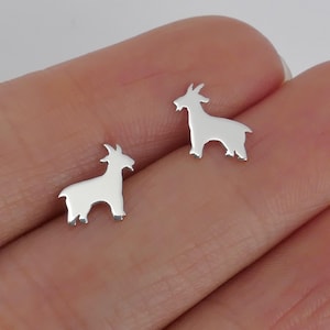 Cute Silver Goat Stud Earrings Baby Goats Etsy