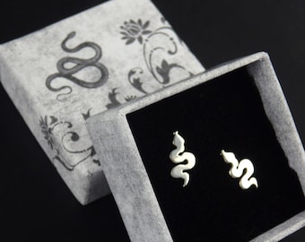 Clous d'oreilles serpent en argent sterling : plaqué or ou or rose