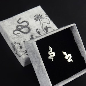 Sterling Silver Snake Stud Earrings: Gold or Rose Gold Plated