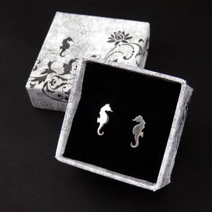 Silver seahorse stud earrings