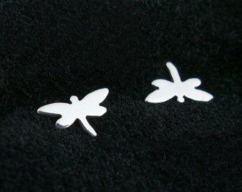 Elegant Sterling Silver Dragonfly Stud Earrings