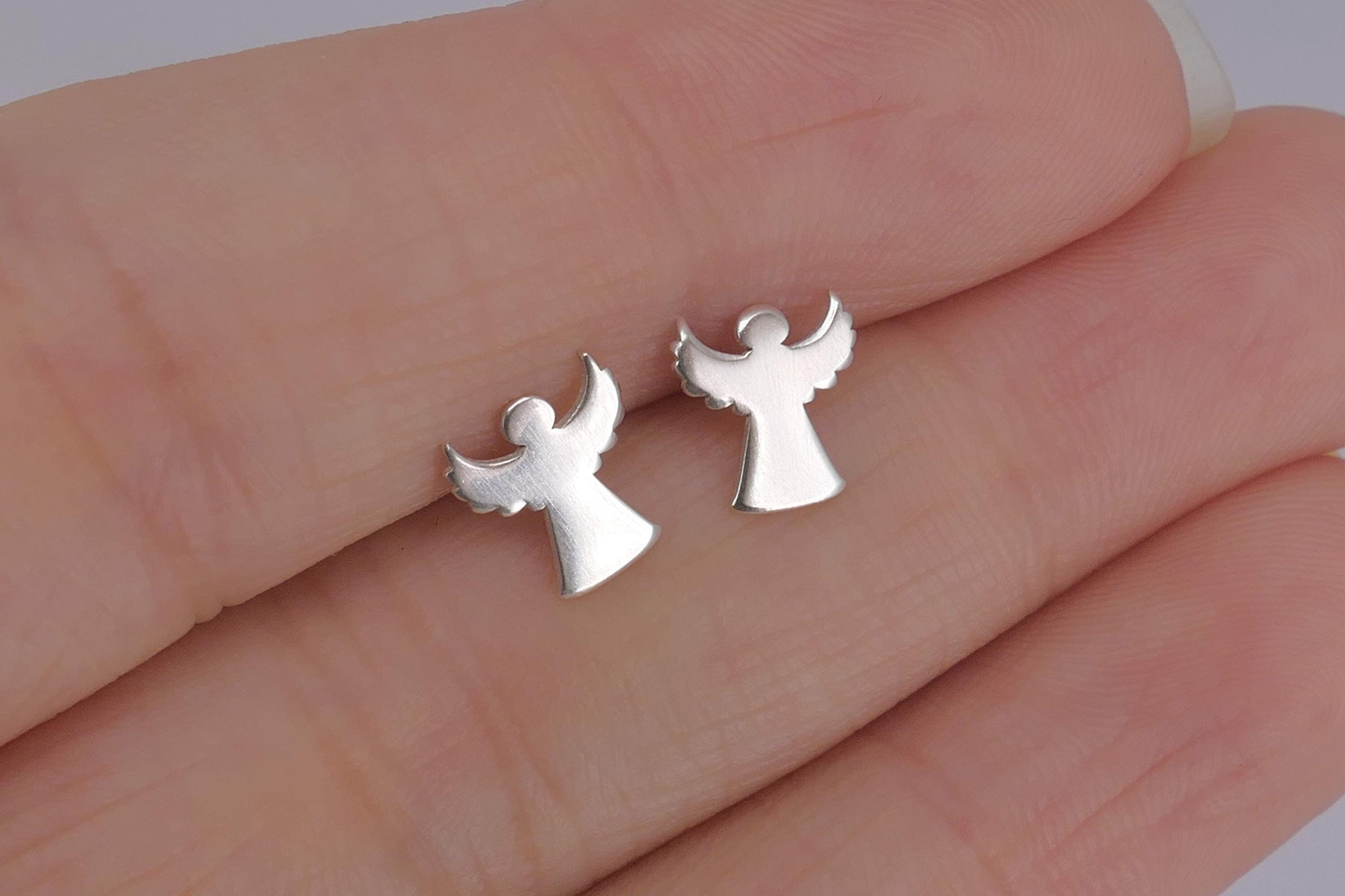 Qings Orecchini Angeli Custode in Argento Sterling - Fata Elf Studs Vintage Ear Cuffs Party Prom Anniversario di Matrimonio Portafortuna Gioielli Regali per le Donne