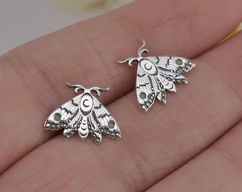 Pendientes de mariposa de plata de ley con forma de polilla: chapados en oro rosa o amarillo.