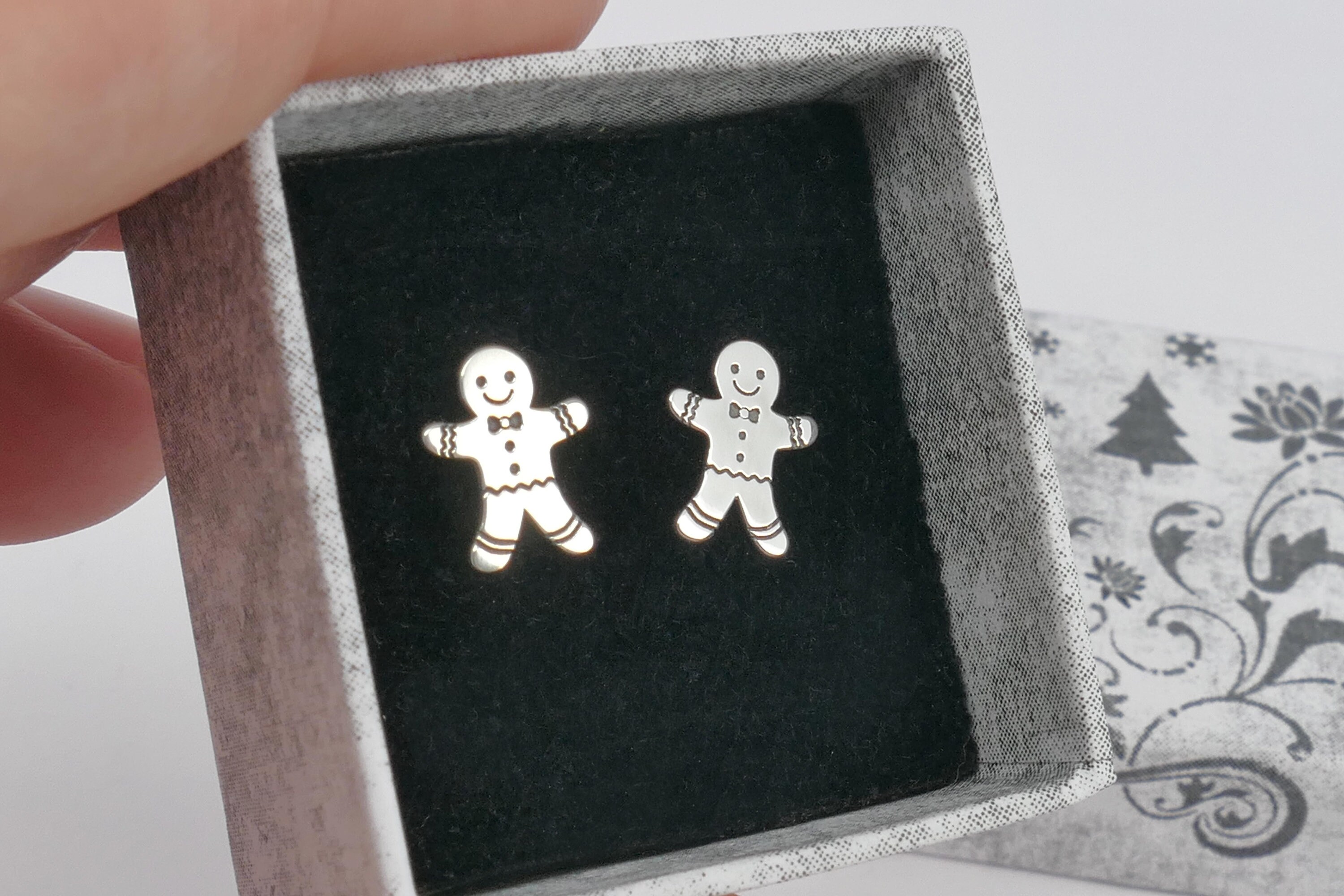 Orecchini Pendenti A Forma Di Omino Di Pan Di Zenzero Con Strass | Gioielli Creativi E Glitter Per Donne E Ragazze | Argento Sterling - 2