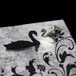 Sterling silver swan stud earrings, white or black image 3