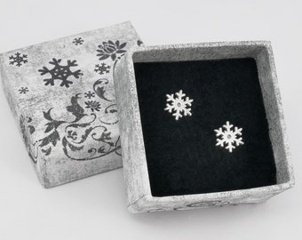 Silver snowflake stud earrings, Christmas jewellery