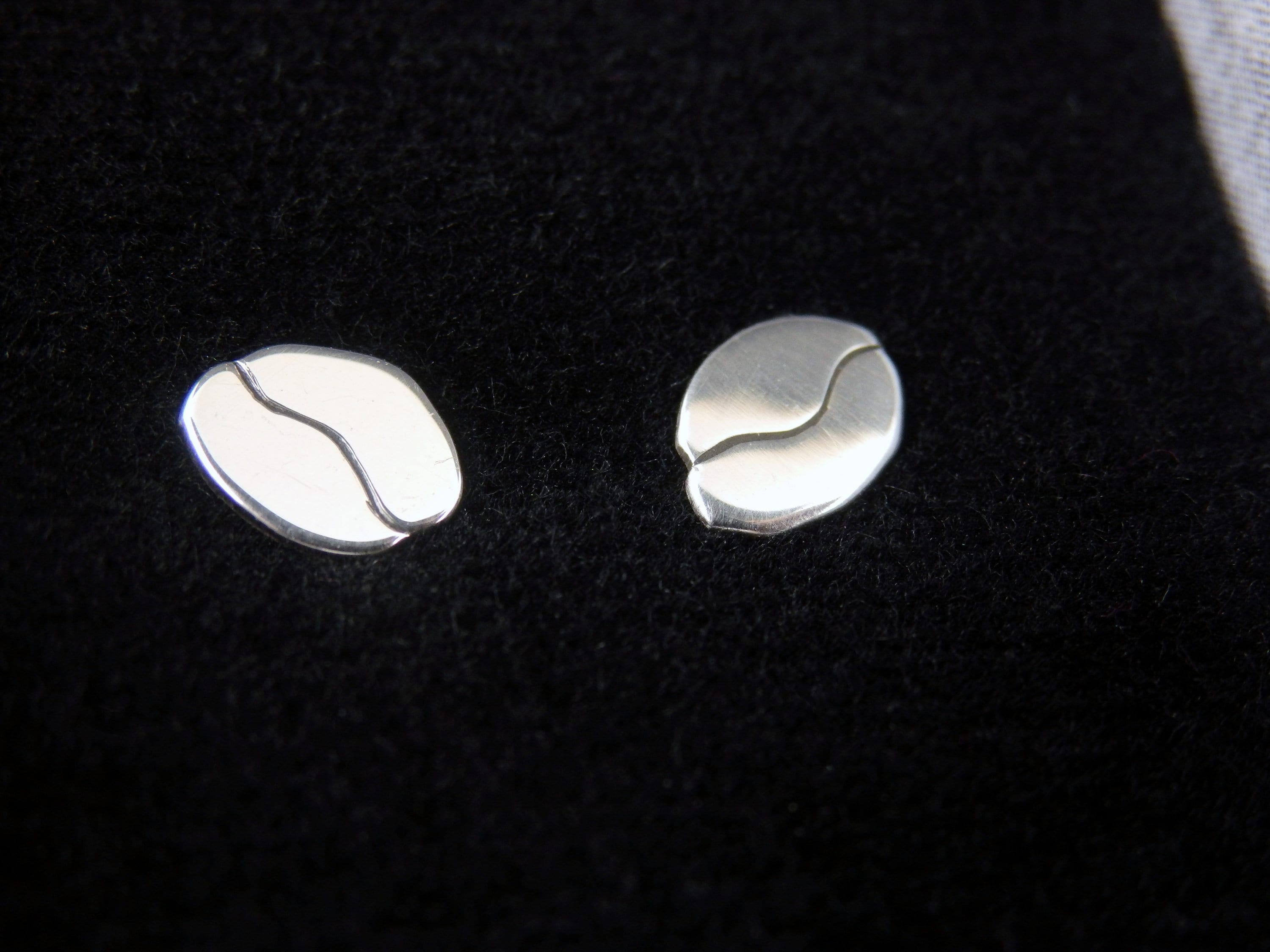 Silver Coffee Bean Stud Earrings Solid 9ct Gold - Etsy UK