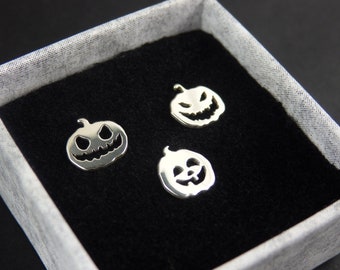 Sterling silver halloween pumpkin stud earrings