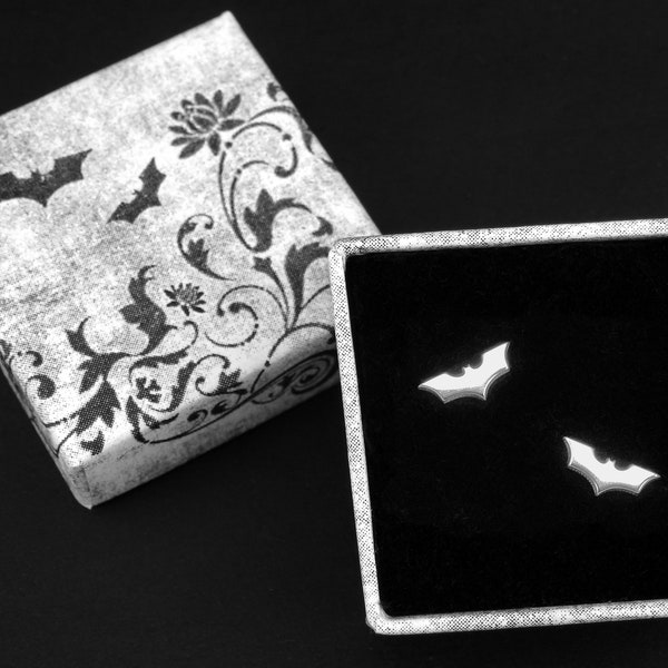 Sterling silver bloodthirsty bat stud earrings