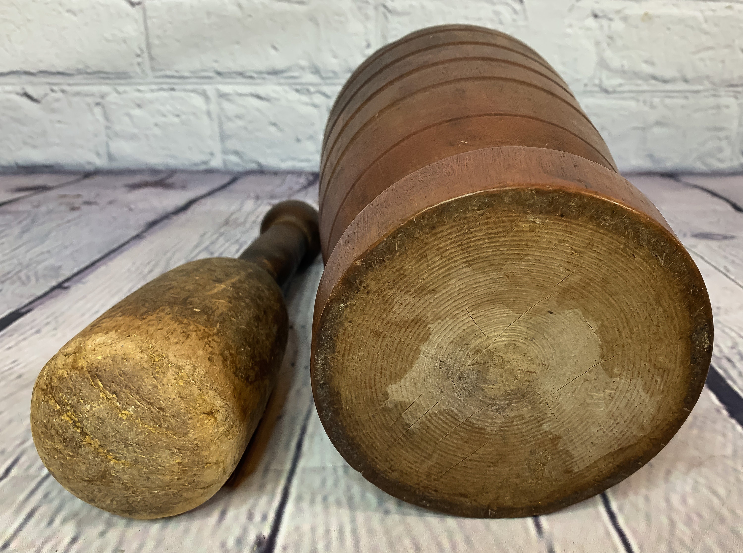 Antique Large Wooden Mortar and Pestle. North American Etsy.de