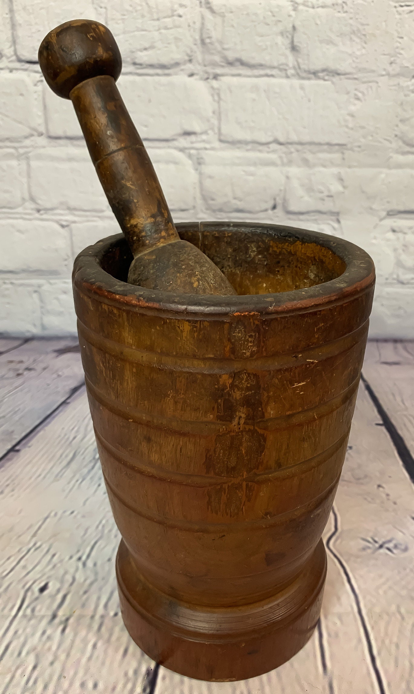 Antique Large Wooden Mortar and Pestle. North American Etsy