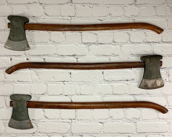 Antique Odd Fellows Lodge ceremonial wooden axes, antique folk art carved wooden axe, Chicshackantique
