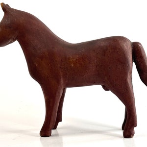 Vintage Hand Carved Folk Art Wood Horse, antique, vintage folk art toy horse carving