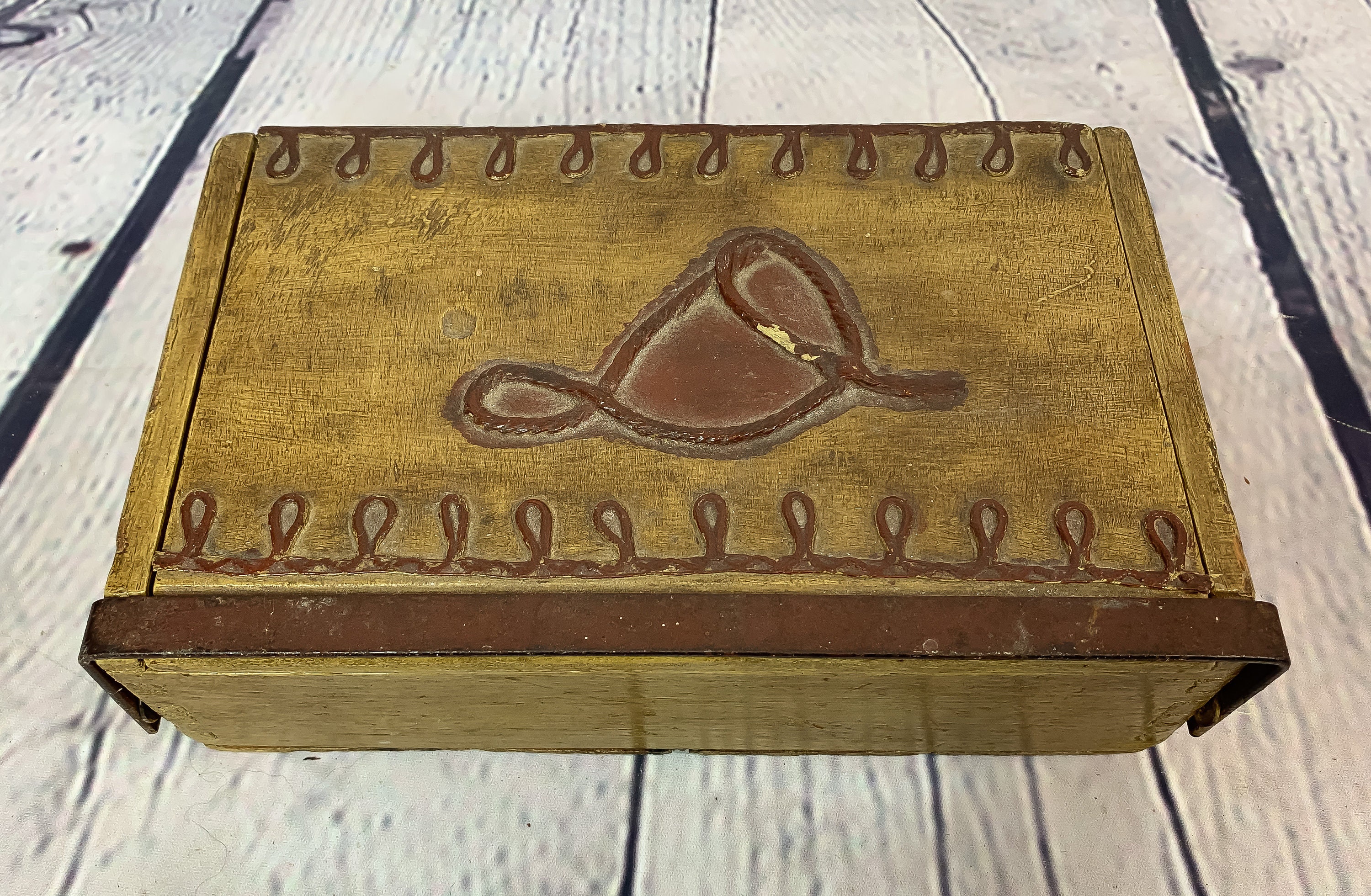 Antique Document Box. Folk Art Box Decorated With String and Etsy