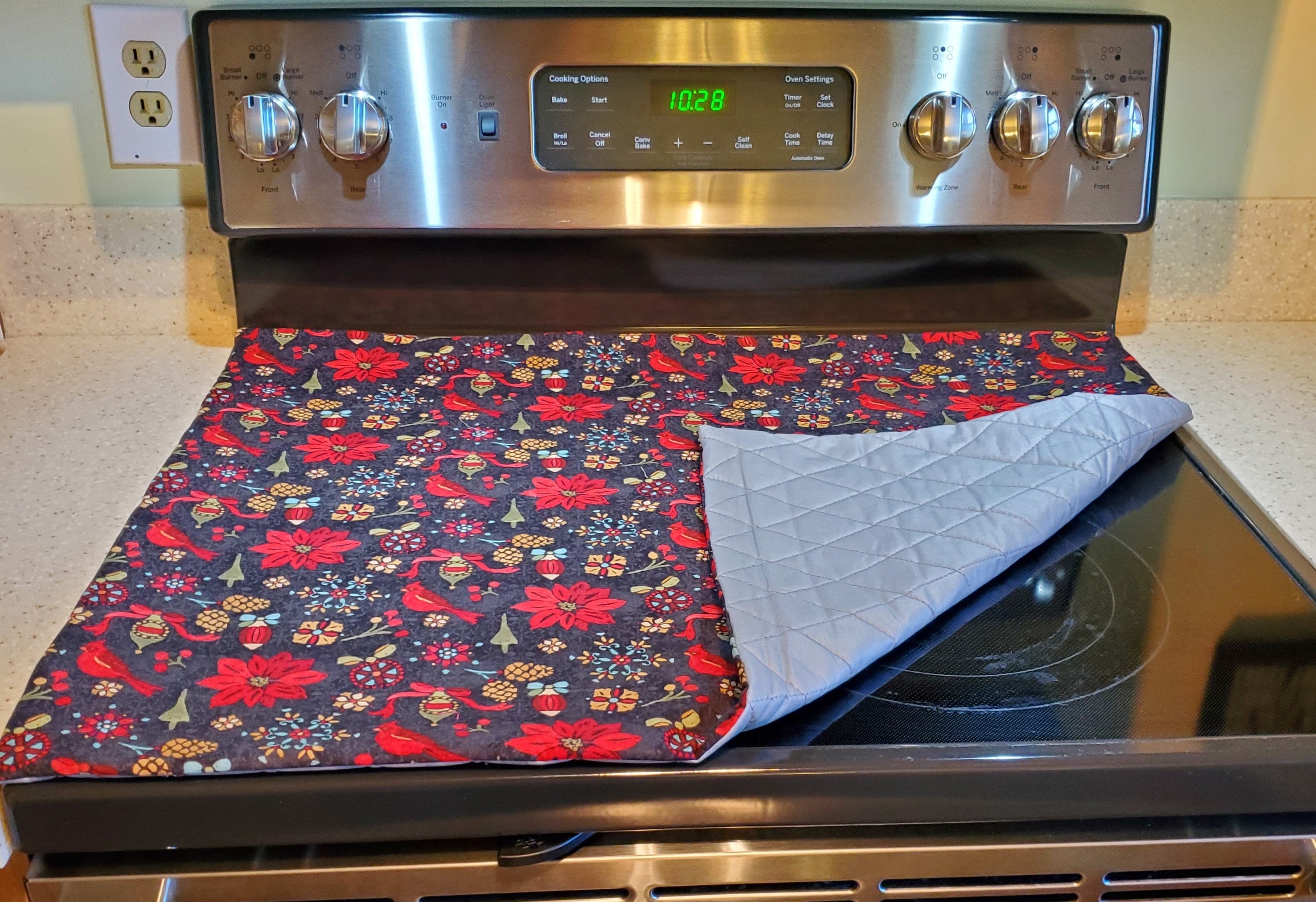 Fabric electric stove top cover. Christmas print stove Etsy
