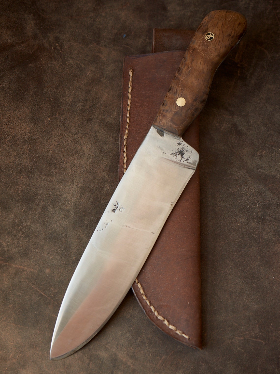 Hand Carbon Steel Camp Knife with Oak Handle and custom Etsy