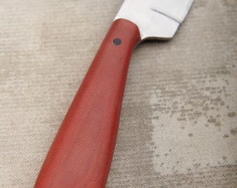 Custom Utility/Petty Knife 1095 High Carbon Steel Red Micarta Handle 5' blade; 10" overall