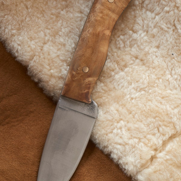 Hand Forged Cooking Knife 3.5" Blade, 8.5" Overall Stabilized Pepperwood Handle