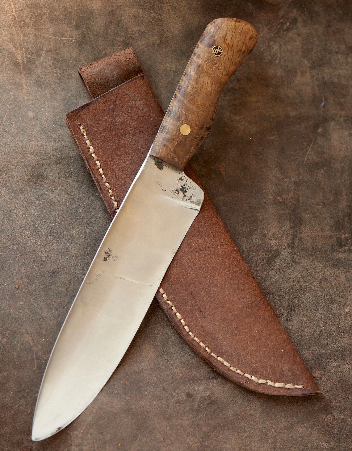 Hand Carbon Steel Camp Knife with Oak Handle and custom Etsy
