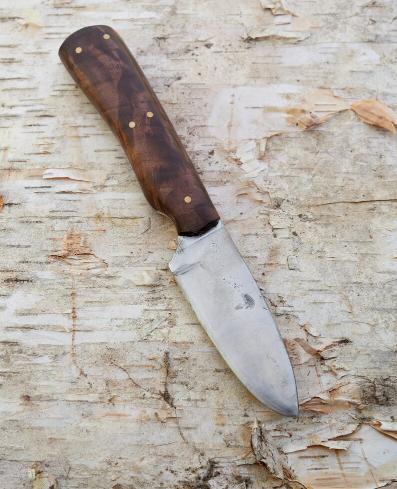 Hand Forged Drop Point Knife with Stabilized Walnut shops Handle; 3.5