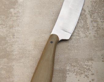 Custom Utility/Petty Knife High Carbon Steel with Green Micarta Handle 5" blade, 10" overall