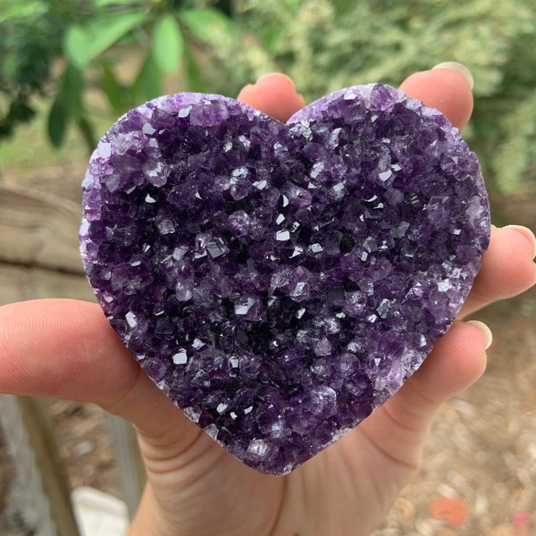 Crown Chakra Stones - Druzy Heart - Amethyst Crystal Heart - Amethyst Geode - Amethyst Heart - Amethyst Cluster Geode - Purple Crystal Heart