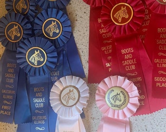 Vintage Horse Show Ribbons. Midwest Horse Show Ribbons. Boot Saddle Club Award Winning Ribbons. 1st, 2nd, 4th, 5th Place.