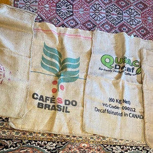 Large Fabric Coffee Bag. Brazil, Indonesia, Canada, Guatemala Coffee Bags. Use for Wall, Chair, Tote, Pillow Sewing/Decor. Choice.