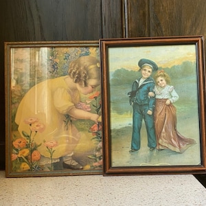Antique Children Frame. Victorian Nautical/Garden. Children Play. Girl Garden. Role Play/Dress Up Sailor/Beloved. Blonde Girl Garden.
