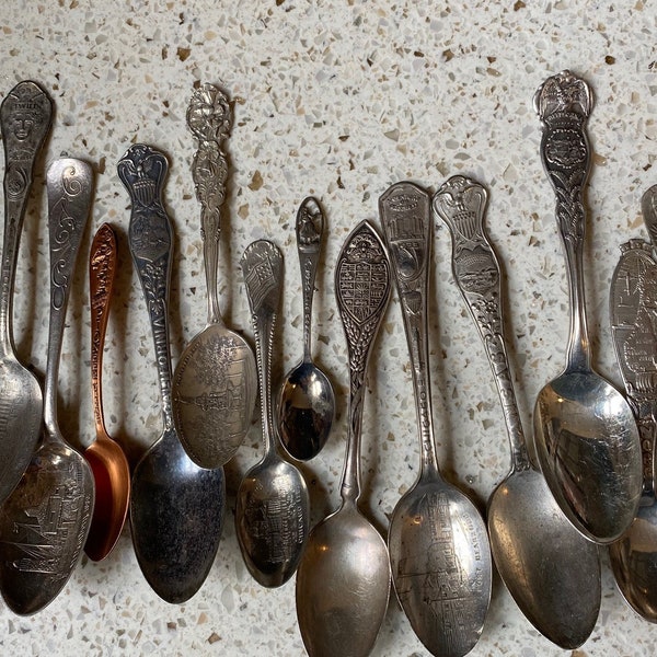 Souvenir Spoons. Chicago, Hawaii, Canada, Kansas Spoons. Buy 1, Buy All. Souvenir Vintage Spoons. Plate/Sterling Sugar Collectible, Wall