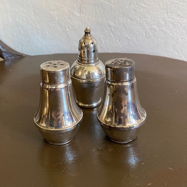 Silver Salt Pepper Shakers. Sterling Weighted Bottles. Elegant Classic Enduring