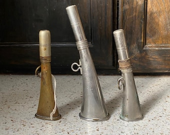 Vintage Metal Whistle, Horn, Belt Hunting Horn, Antique Victorian, Sporting Horn 1890 1900, Coach Gift, Athletic horn.