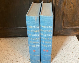 History Italian Literature, De Sanctis Italian Book. Francesco De Sanctis Literature Vol 1 and 2. 2 Cloth Patina Blue Gold Literature Text