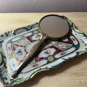 Choice. Tray and/or Mirror. Vintage Rectangular Gold Ornate Vanity Tray  -  Use Vanity/Wall. Gold Tone Two Sided Hand Mirror.