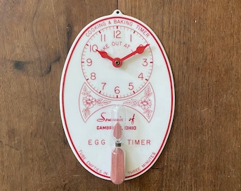 Temporizzatore per uova/cottura. Temporizzatore per uova/cottura vintage da appendere alla parete. Timer da cucina vintage in plastica. Negozio di souvenir pubblicitario dell'Ohio