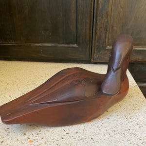 Old Wood Duck Decoy. Carved Wood Duck. Unpainted Duck.